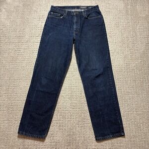 Eddie Bauer Jeans Men's Relaxed Fit Dark Blue Wash Denim 35x32 100% Cotton
